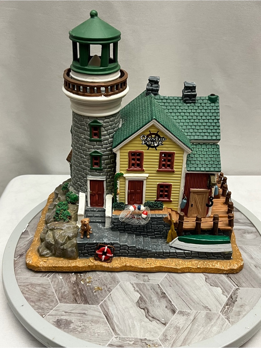Lemax Plymouth Corners Oyster Point Lighthouse Lighted Village Building 2011 - Picture 6 of 9
